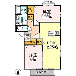 フォレスト 2LDKの間取図画像