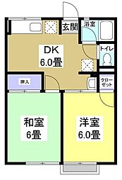 ガーデンハイツ1 2DKの間取図画像