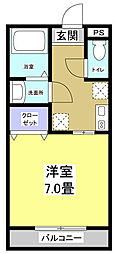 カモミール 1Kの間取図画像