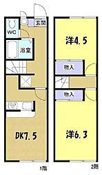 グランコート 2DKの間取図画像
