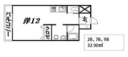 マ・グラン3 ワンルームの間取図画像
