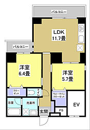 サザンストリート 2LDKの間取図画像
