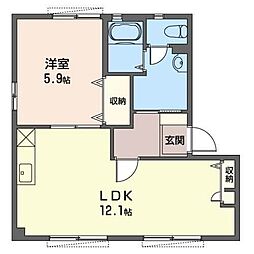 アルナージささがせA 1LDKの間取図画像