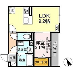 D-Hills小池 1LDKの間取図画像