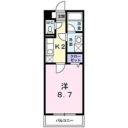 ジェンテ 1Kの間取図画像