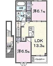 リアライズII 2LDKの間取図画像