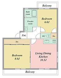 パラシオン・マルク6 2LDKの間取図画像