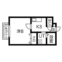 CoCoHouse幸 1Kの間取図画像