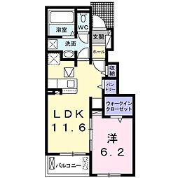 クラール2 1LDKの間取図画像
