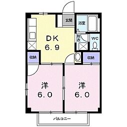 ドルミール光洋A 2DKの間取図画像