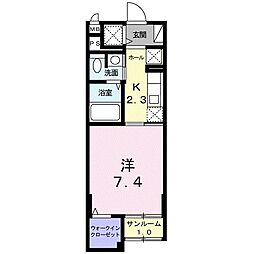 エムズアーク1 1Kの間取図画像