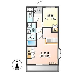 プランドール 1LDKの間取図画像