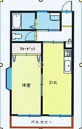 蘭LX 1DKの間取図画像