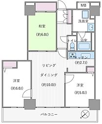 キングマンション堂島川 3LDKの間取図画像