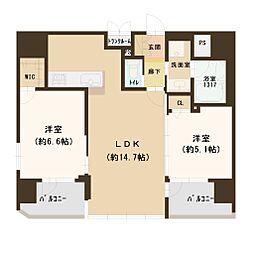 エステムプラザ梅田 2LDKの間取図画像