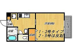 ラルゴ忍ケ丘 1Kの間取図画像