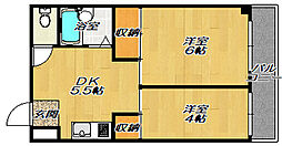 ローヤルハイツ石原 2DKの間取図画像