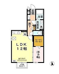 カーサ・エクレールA 1LDKの間取図画像