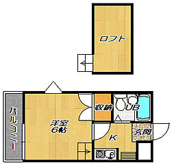 野崎KS 1Kの間取図画像