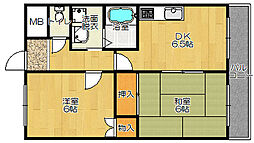 アンジュドール兼光 2DKの間取図画像