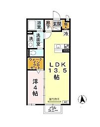 カーサ・エクレールA 1LDKの間取図画像