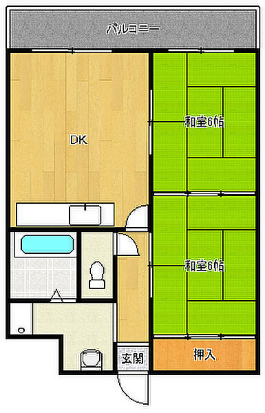 大阪府東大阪市稲田上町2丁目(賃貸マンション2DK・6階・50.00㎡)の写真 その2