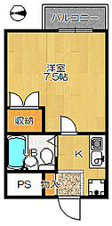 シャルマン明美の里 1Kの間取図画像