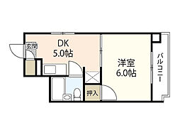 武井ビル 1DKの間取図画像