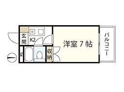 パレグレース仁保 1Kの間取図画像