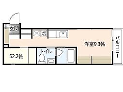 ソシエテ海田・畝 2階ワンルームの間取り
