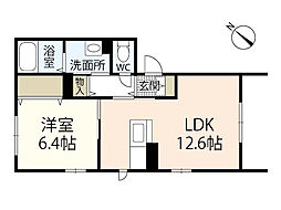 ベレオ東海田 1LDKの間取図画像