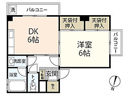 宮原ビル 1DKの間取図画像