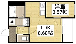 エフコート1 2階1LDKの間取り