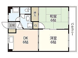 コーポ花本翠町 2DKの間取図画像