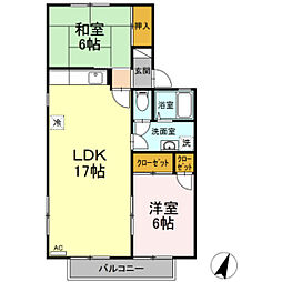 セジュール東雲A 2LDKの間取図画像