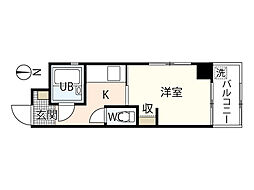 カーサ東雲 1Kの間取図画像