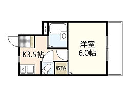 フルーレ矢野 1Kの間取図画像