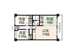 第3橘谷ビル 3LDKの間取図画像