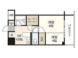 ラポール中島 1Kの間取図画像