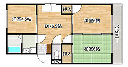 久保ビル 3DKの間取図画像