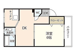LUM1ELE府中 1LDKの間取図画像