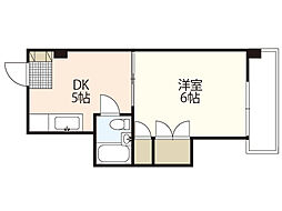 サンハイムうえだ 1DKの間取図画像