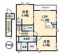 恵夢七番館 2LDKの間取図画像
