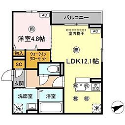 campanella船越 1LDKの間取図画像