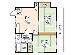西川ビル 2DKの間取図画像