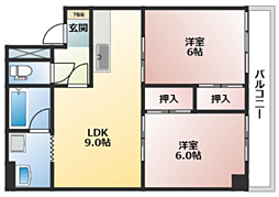 グレーシア庚午 2LDKの間取図画像
