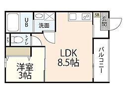 BAYSIA宇品 1LDKの間取図画像