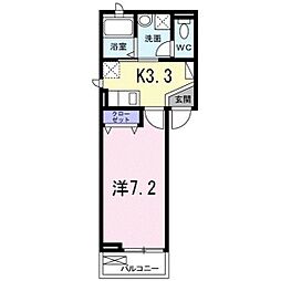 カーサプリート 1Kの間取図画像