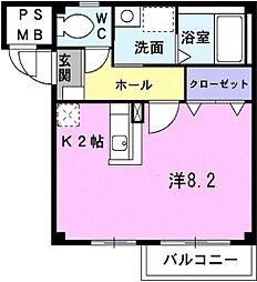 パルテールジャスマン ワンルームの間取図画像