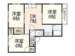 ボーン・ニュー 3DKの間取図画像